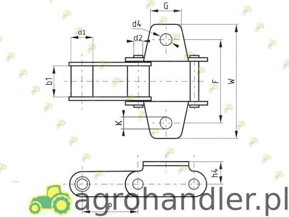 ŁAŃCUCH PODAJNIKA POCHYŁEGO SKRAJNY FI 610613 38.4R2K1J3A.40