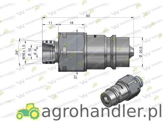 SZYBKOZŁĄCZE WTYCZKA M16x1,5 EURO WIAM16SZ B300-HP082L1016