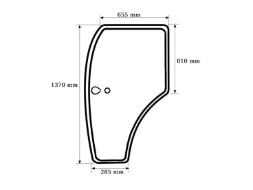 SZYBA DRZWI LEWE WKLEJANE FARMTRAC 80, 000609