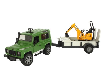 LAND ROVER Z PRZYCZEPĄ I KOPARKĄ JCB 02593