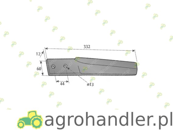 ZĄB PRAWY BRONY AKTYWNEJ L-332 mm KE0902