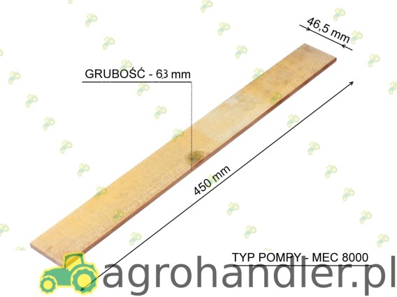 ŁOPATKA POMPY BECZKOWOZU 450x46,5x6,3MM 4050990137 4070113008 SC45046563
