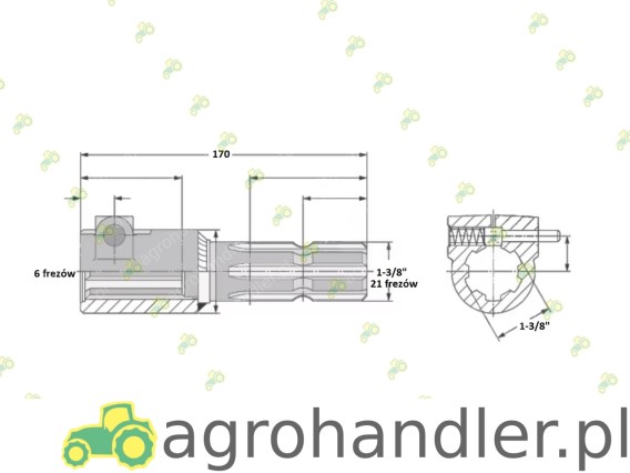 REDUKCJA WAŁU WOM otwór 1.3/8" Z-6 wałek 4050-01011 6710120HIKR
