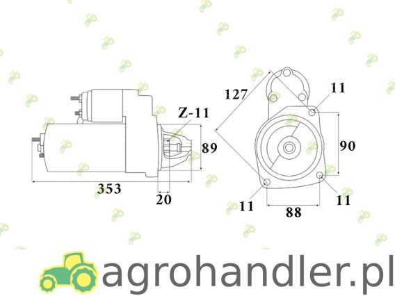 ROZRUSZNIK 11z 12V 4,2 KW JCB 3CX, 4CX 32009346 320/09346 S9173 UD02664S 114264 F032114264 DRS0117 11.131.292 11.131.697
