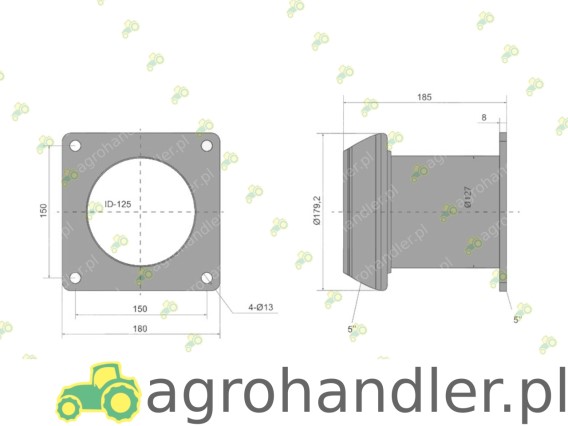 GNIAZDO Z KOŁNIERZEM 5" DO BECZKOWOZU 4050200596