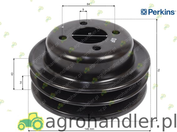 KOŁO PASOWE WENTYLATORA PERKINS 146 mm 3115c161
