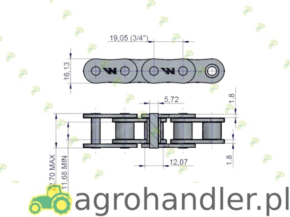 ŁAŃCUCH 12B-724PS podbieracz,odsiewacz 5270038200 5644511250