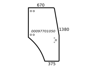 SZYBA DRZWI PRAWE DEUTZ-FAHR,SAME, 00097701050 0.009.7701.050
